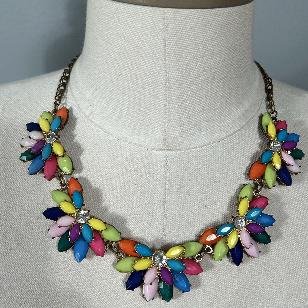 Statement Necklace Multicolor With Rhinestones - image 1